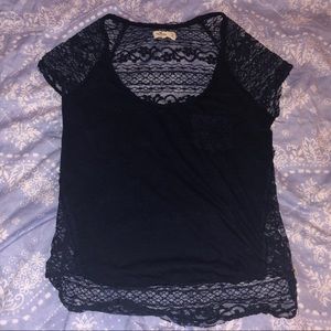 Navy Hollister Shirt with lace back